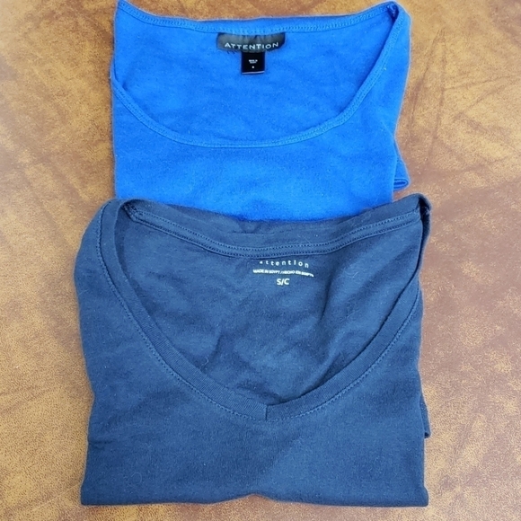 2 Attention Tees Navy & Royal Small VGUC - Picture 2 of 12